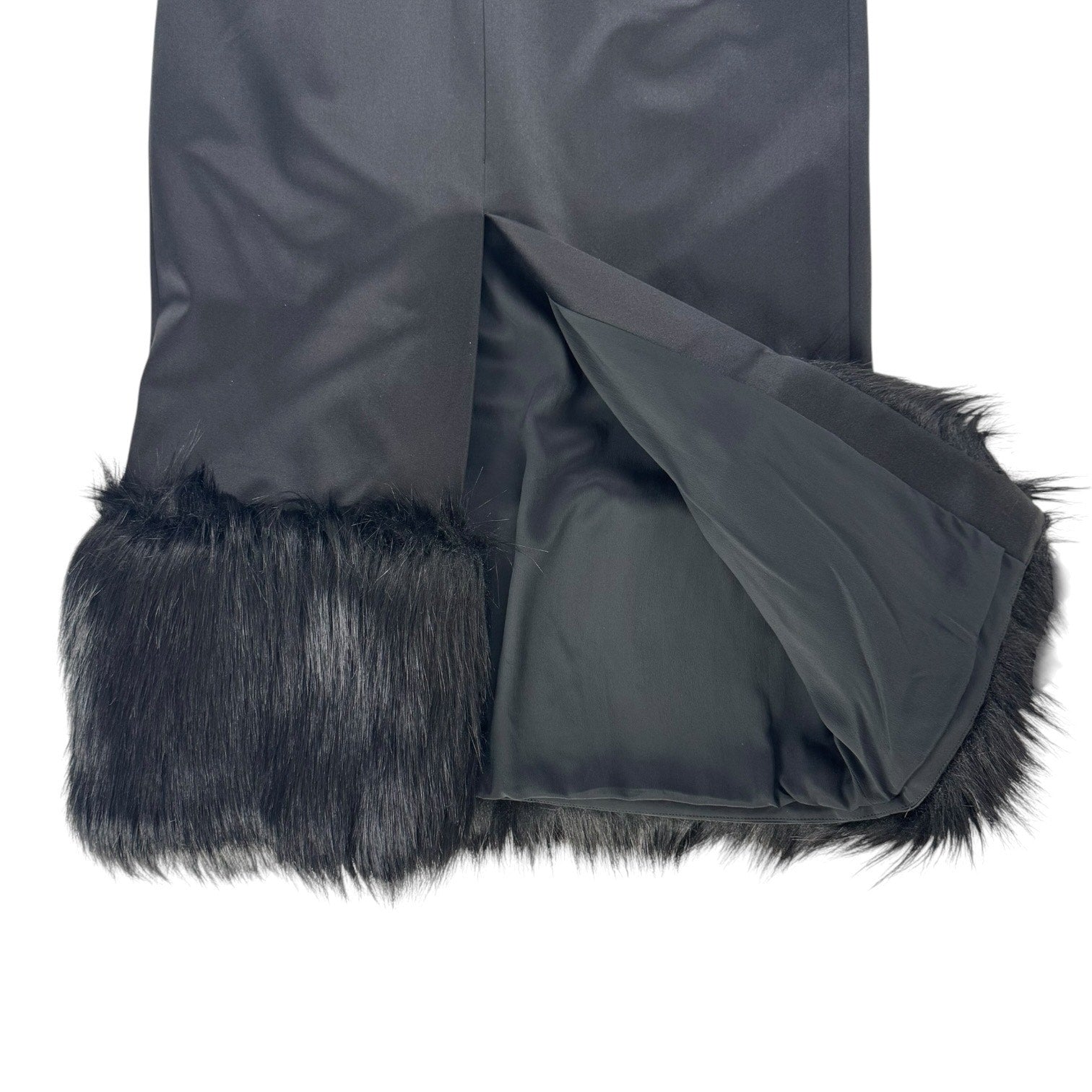 Gucci Silk Duchesse Faux Fur Trim Dress