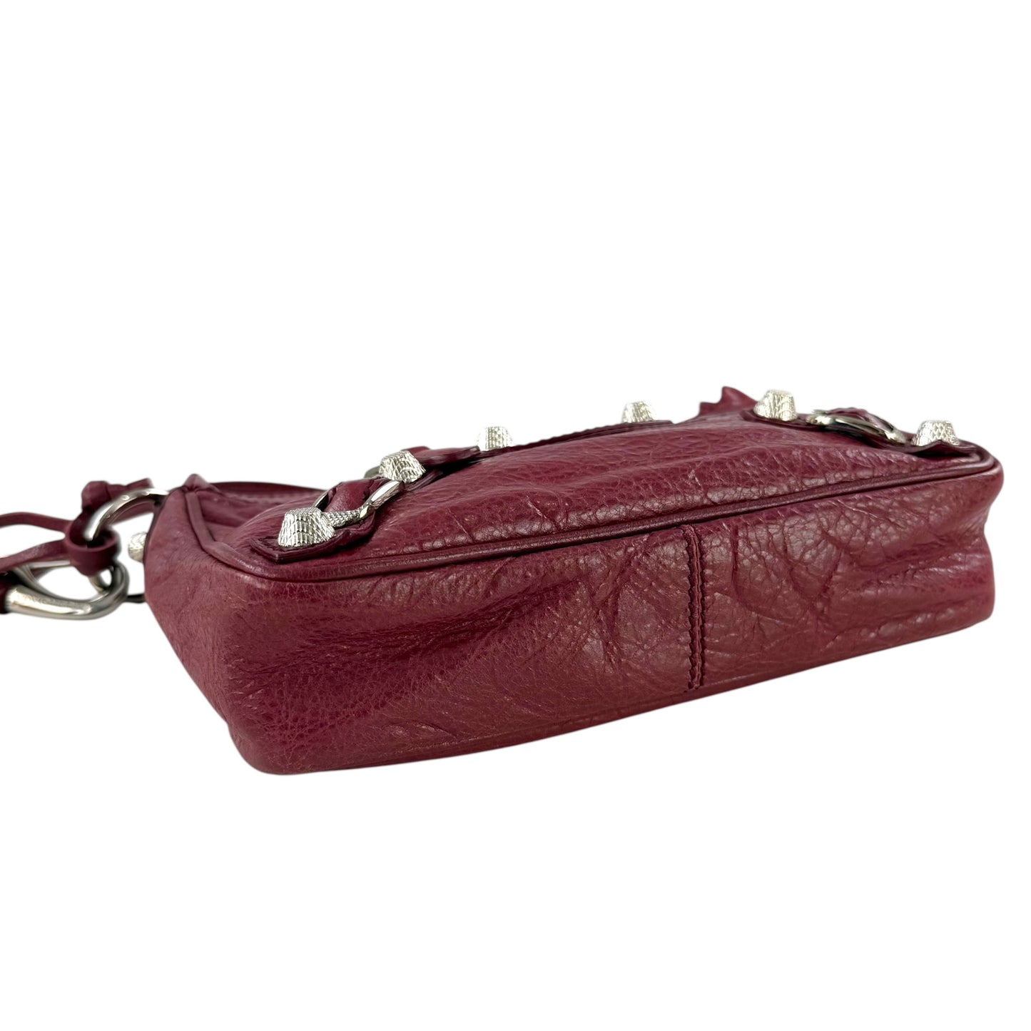 Balenciaga Leather Motocross Hip Giant Studded Shoulder Bag