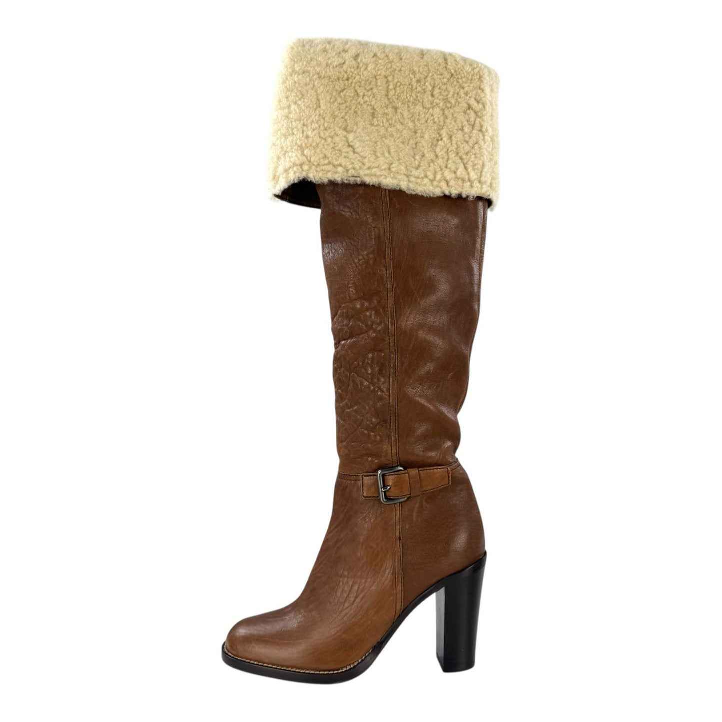 Miu Miu Leather & Shearling Knee-High Boots