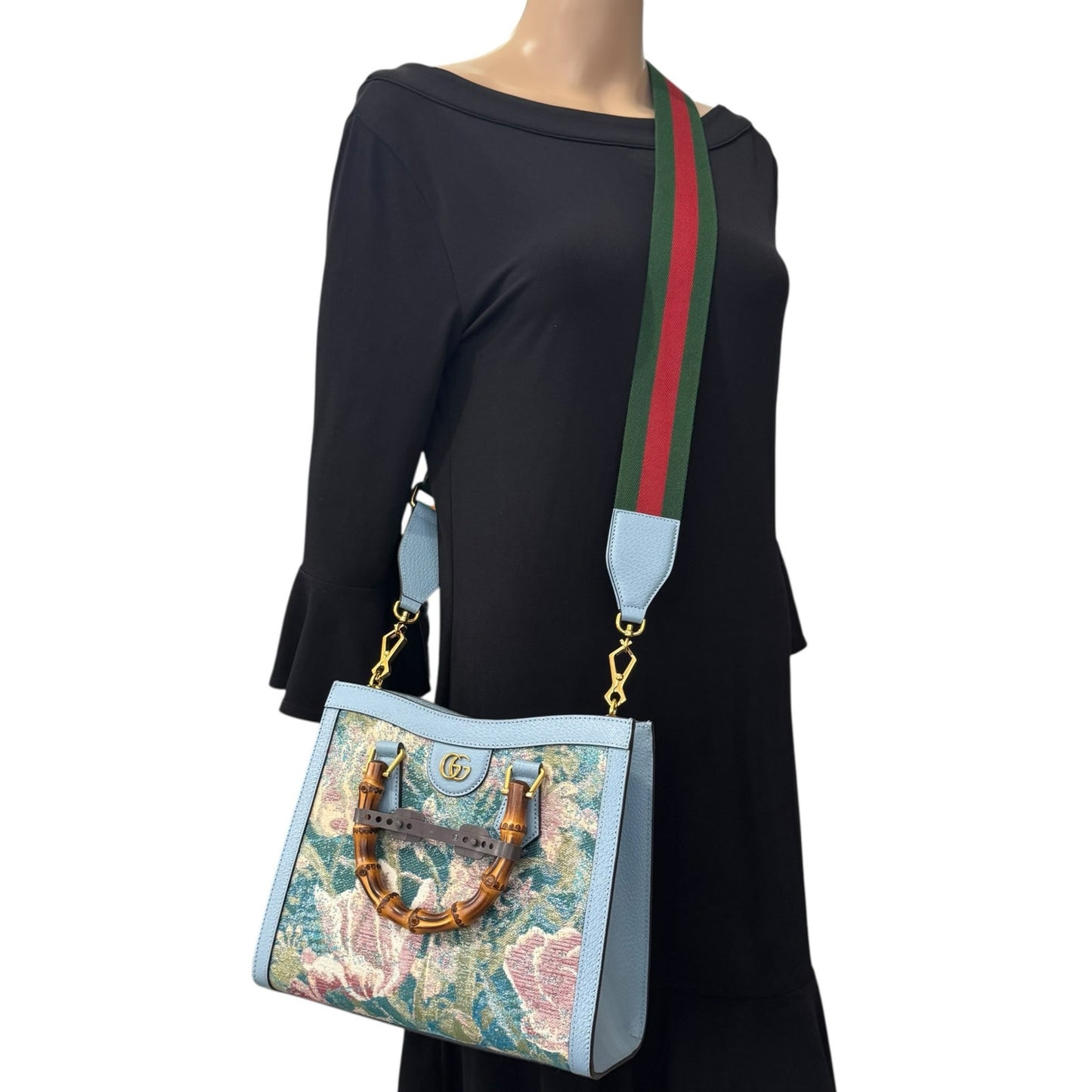 Gucci Bamboo Diana Jacquard Floral Handbag