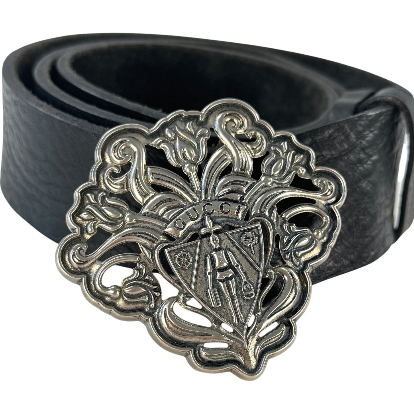 Gucci Crest Black Leather Belt