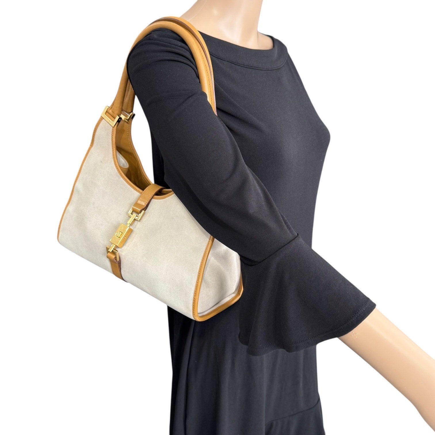 Gucci Bardot Suede Shoulder Bag