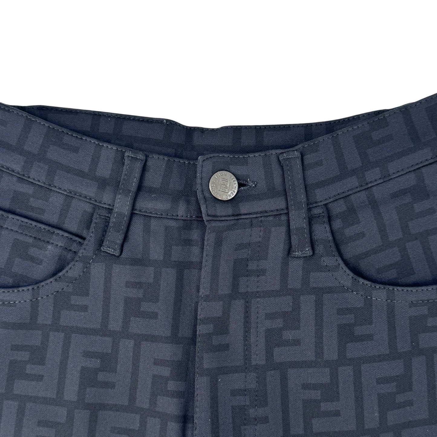 Fendi Vintage Black Zucca Print Pant