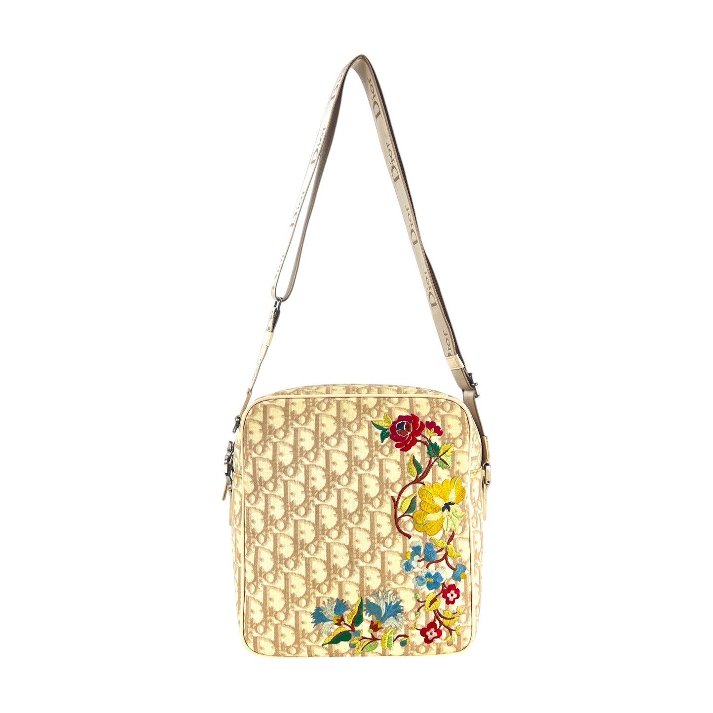 Dior Vintage Trotter Floral Embroidered Crossbody Bag