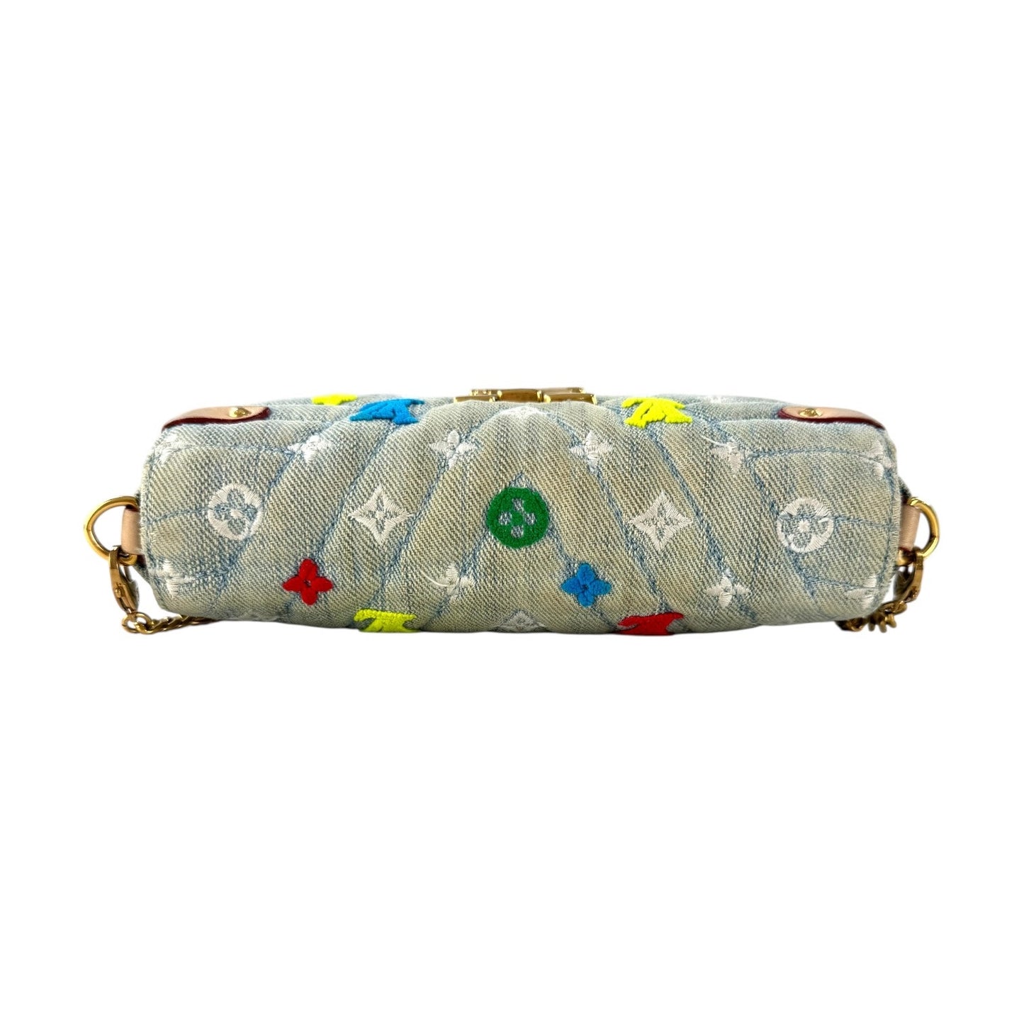 Louis Vuitton Embroidered Monogram Denim New Wave Chain Pochette