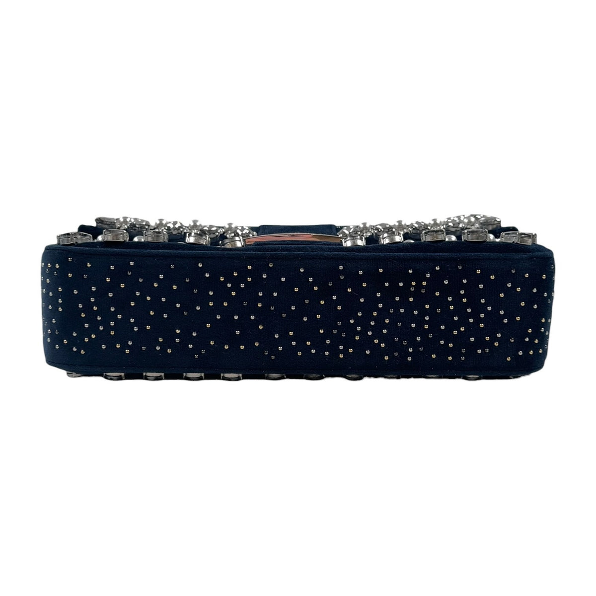 Fendi Midnight Velvet Crystal Embellished Baguette
