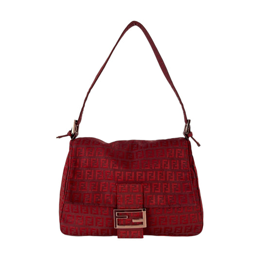 Fendi Zucchino Red Mama Baguette Bag