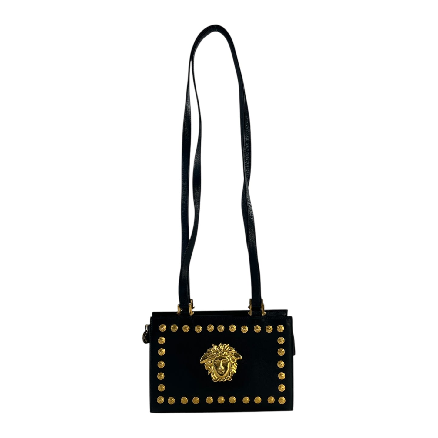 Versace Vintage Medusa Studded Shoulder Bag