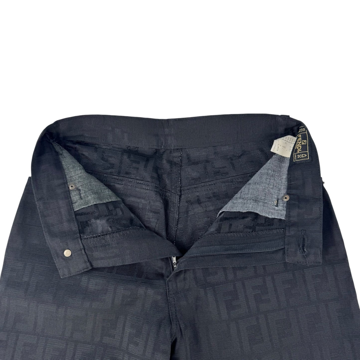 Fendi Vintage Cropped Black Zucca Print Pant