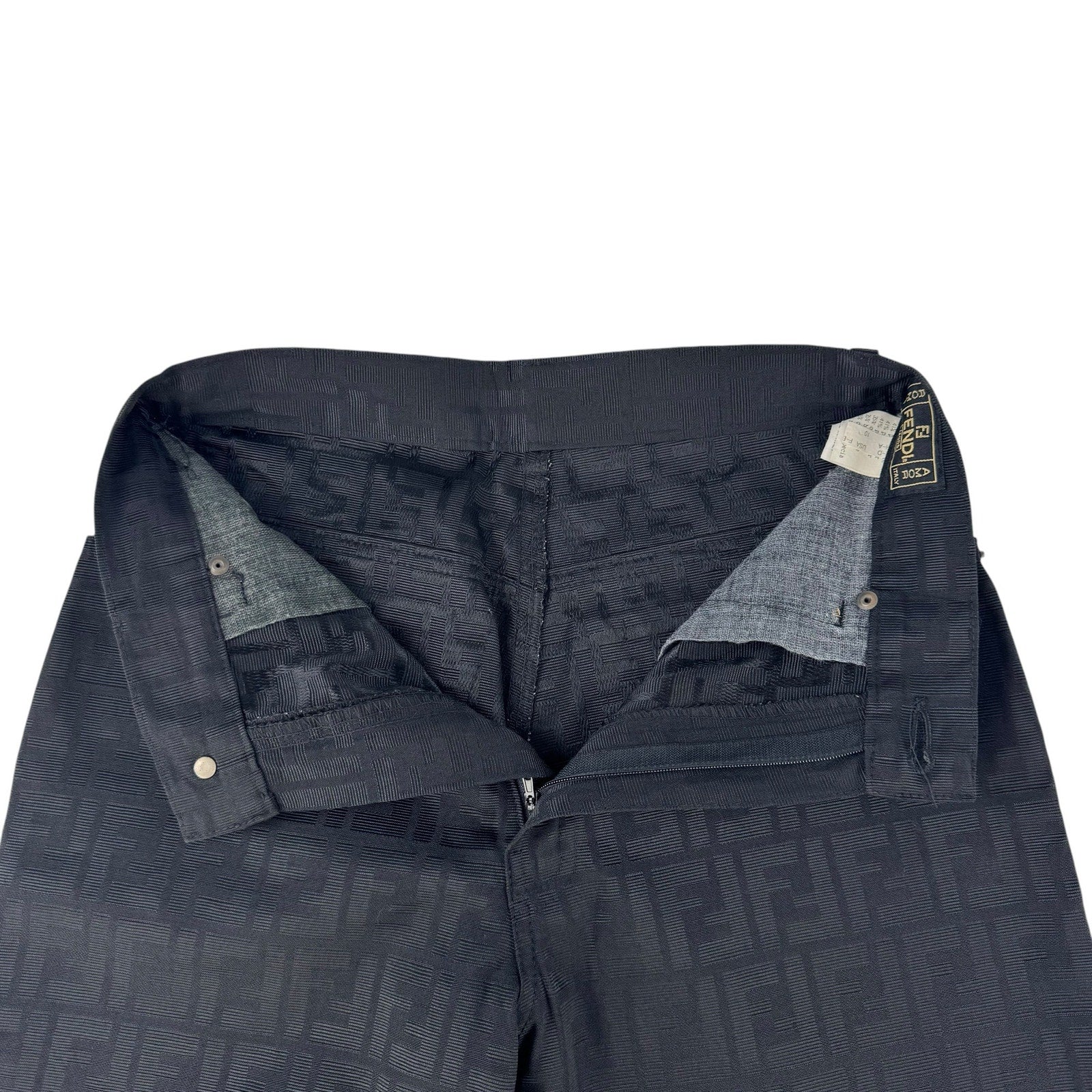 Fendi Vintage Cropped Black Zucca Print Pant