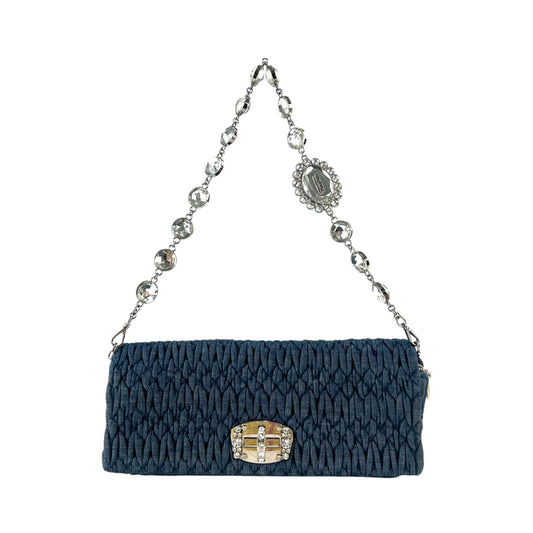 Miu Miu Denim Matelasse Crystal Two-Way Bag
