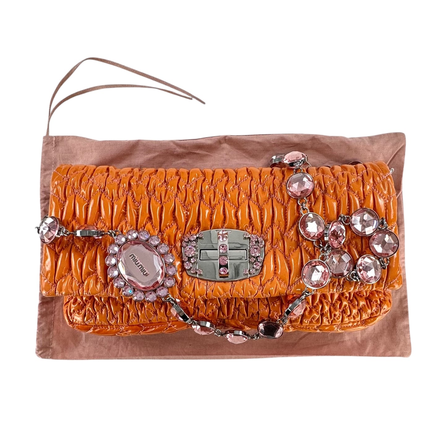 Miu Miu Crystal Nappa Matelassé Flap Bag