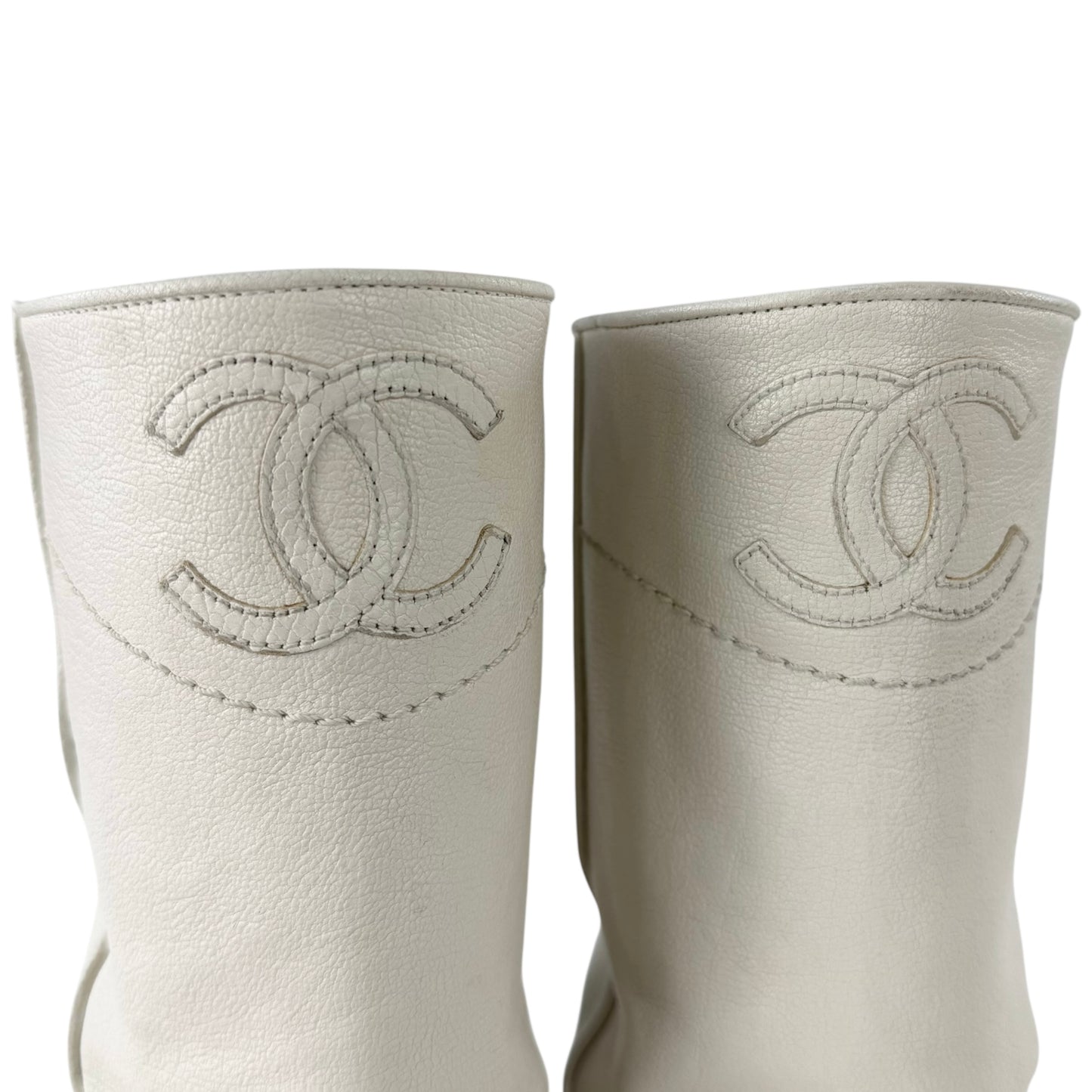 Chanel CC Logo Leather Western Cowboy Boots