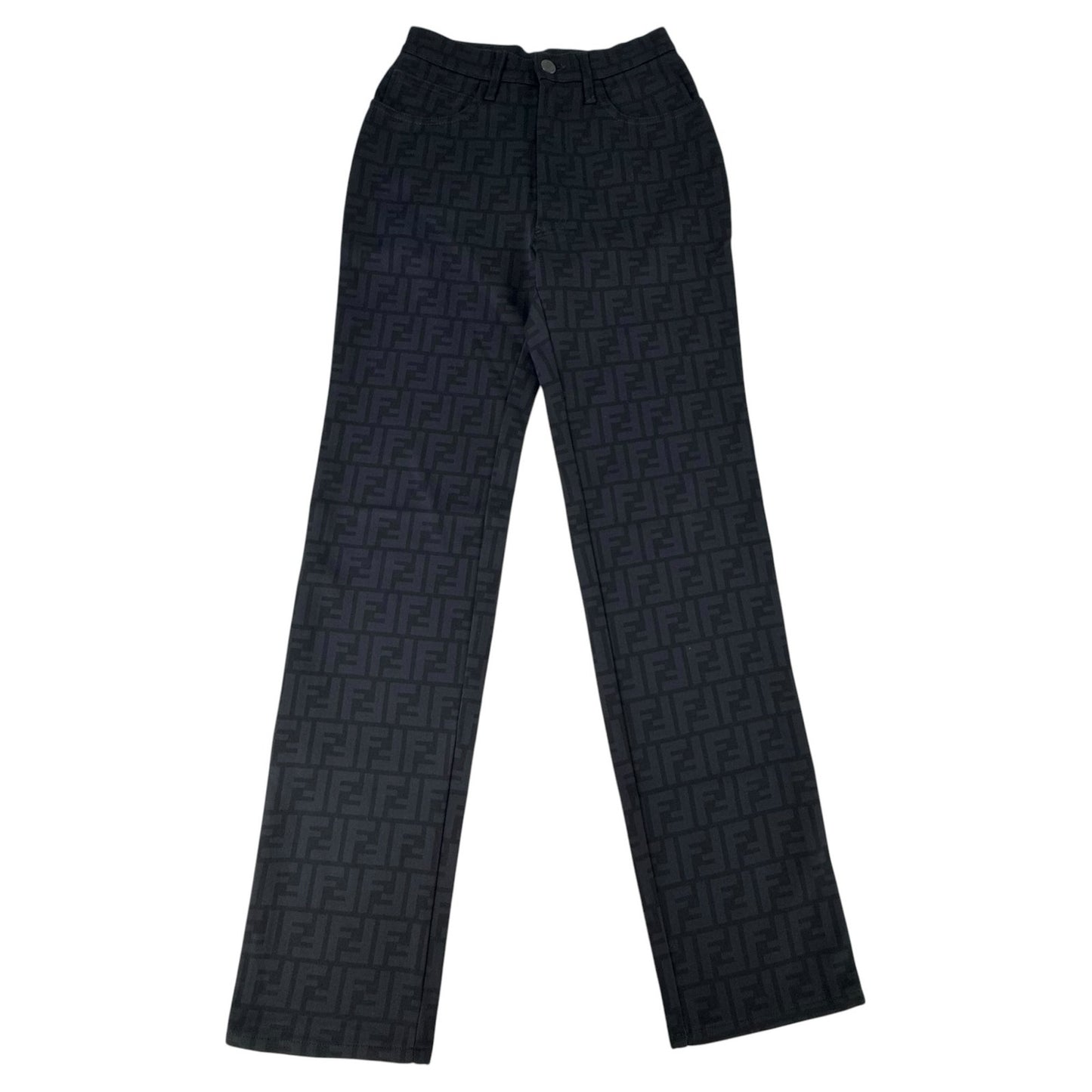 Fendi Vintage Black Zucca Print Pant