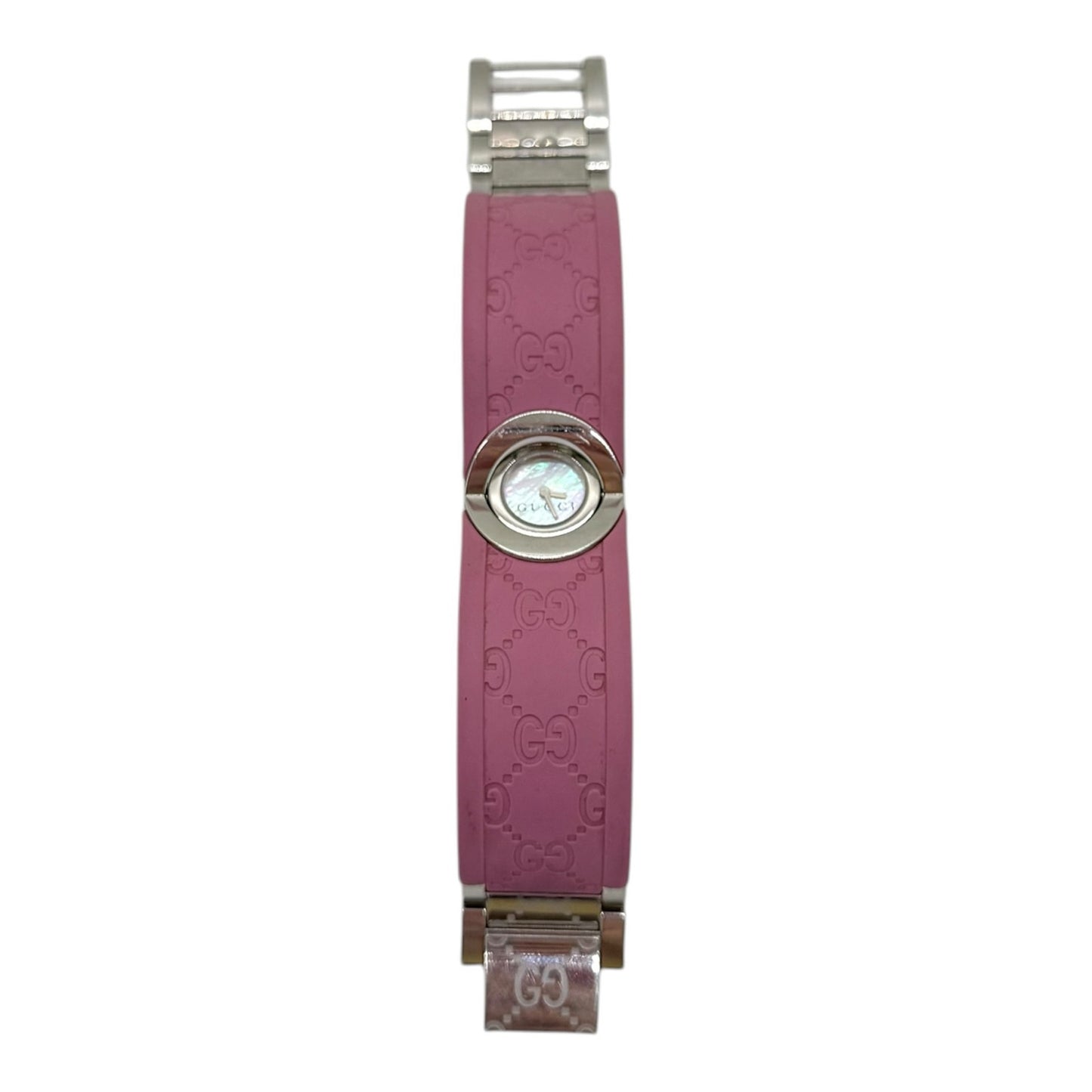 Gucci GG Twirl Pink Rubber Bangle Watch