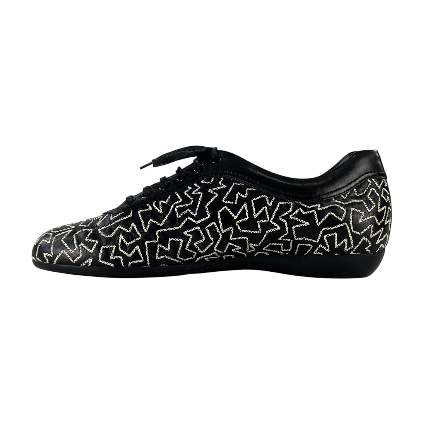 Ferragamo Embroidered Leather Sneakers