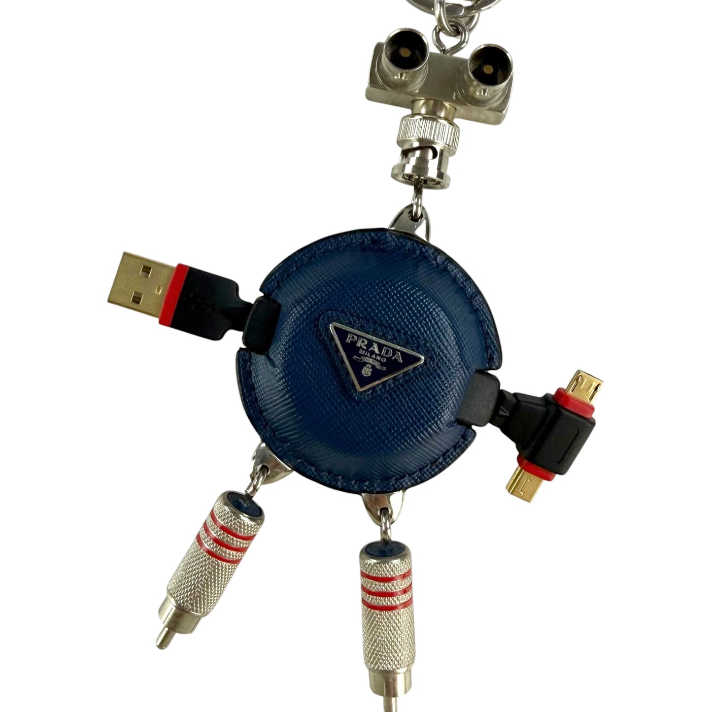 Prada Saffiano Robot USB Bag Charm Keychain "Steven"