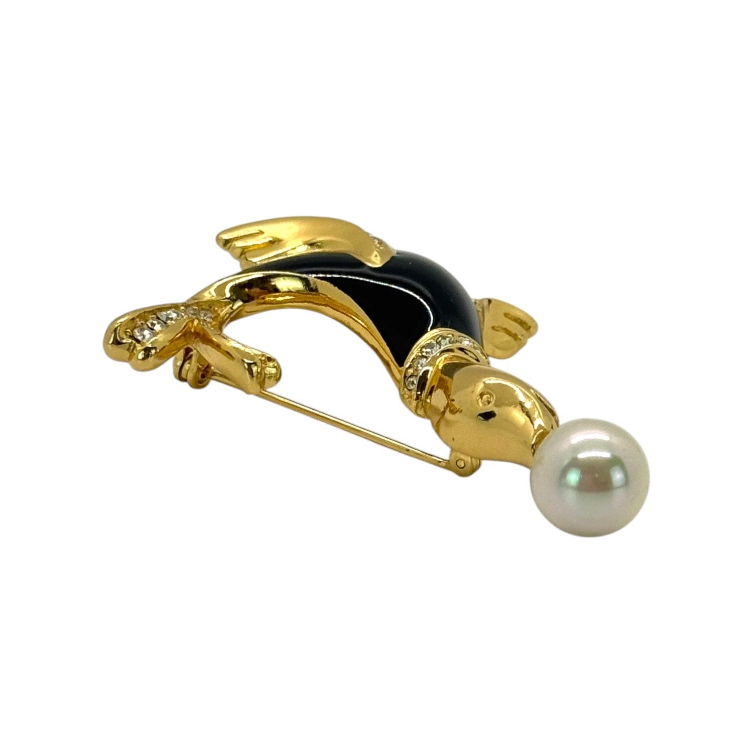 Dior Vintage Rhinestone Seal Brooch