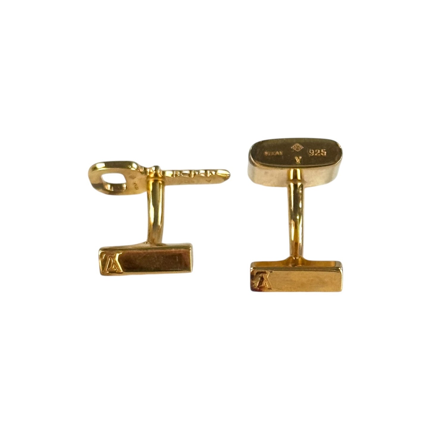 Louis Vuitton Gold-Plated Silver Lock and Key Cufflinks