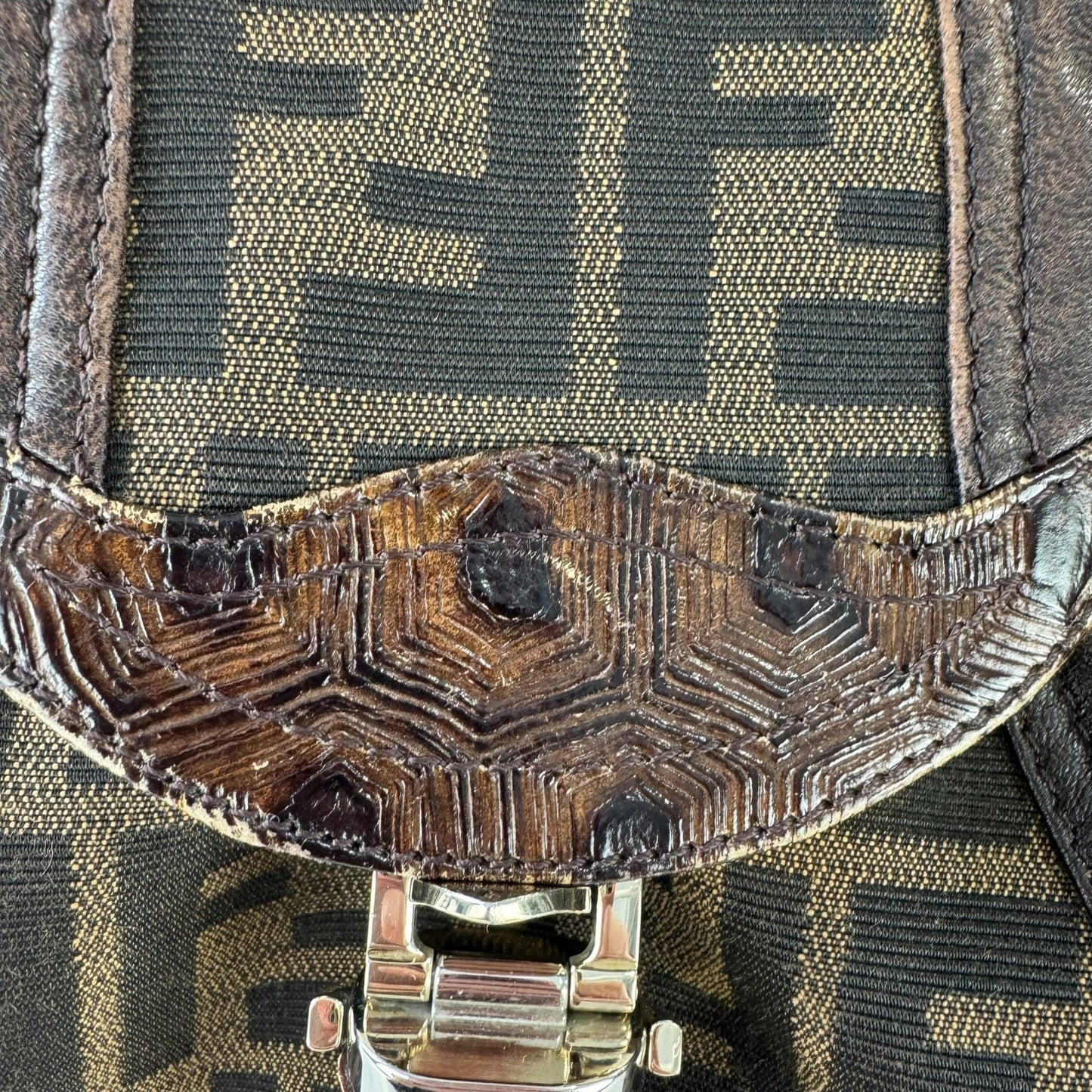 Fendi Zucca and Tortoiseshell Spy Bag