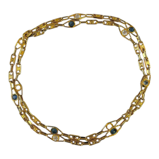 Celine Vintage Crystal Triomphe Link Necklace