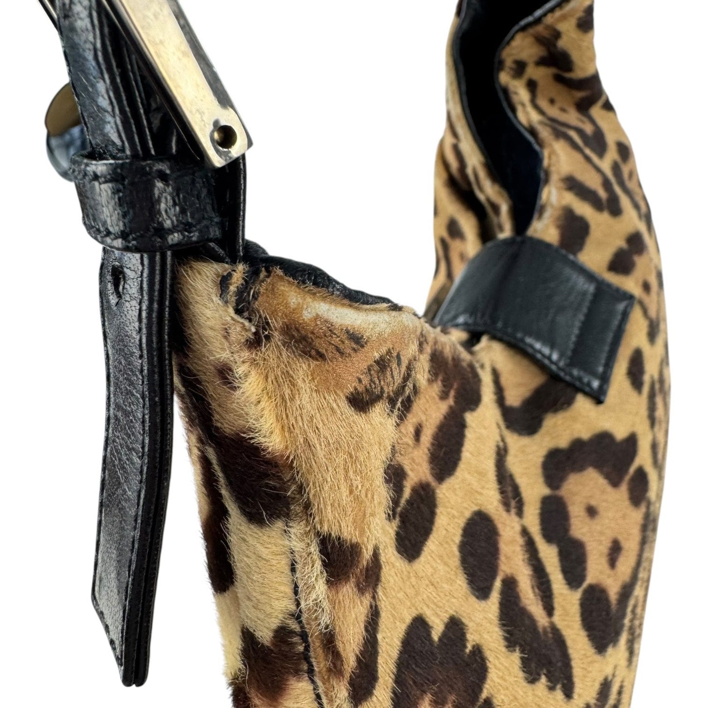 Fendi Vintage Leopard Print Calf Hair Shoulder Bag