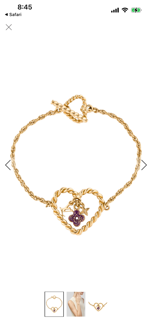 Pre-owned Louis Vuitton Sweet Monogram Heart Bracelet - front view
