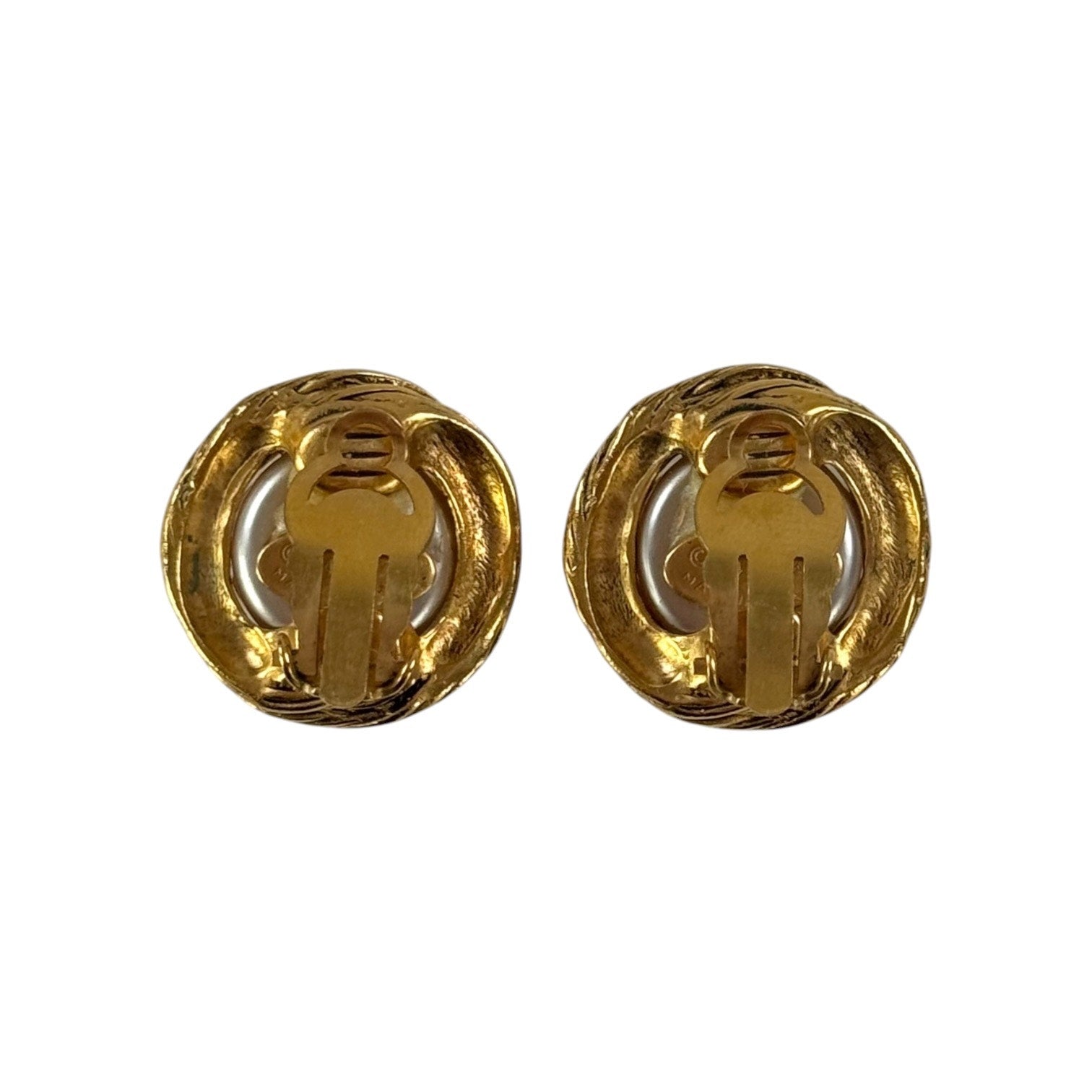 Chanel Vintage CC Faux Pearl Earrings