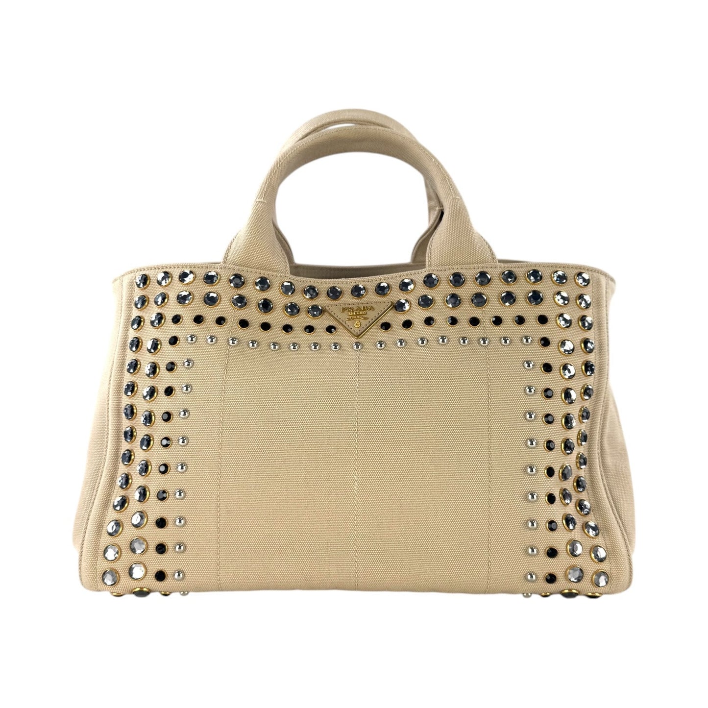 Prada Rhinestone Canapa Tote Bag