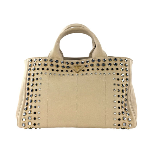 Prada Rhinestone Canapa Tote Bag