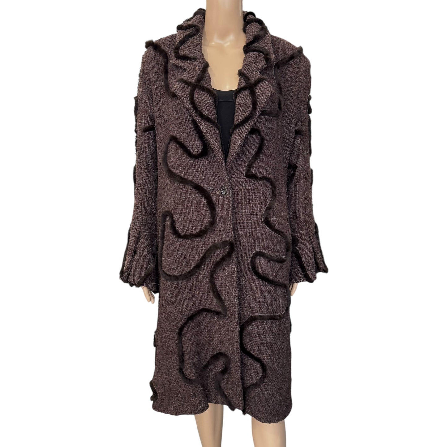 Fendi Brown Tweed Trench Coat