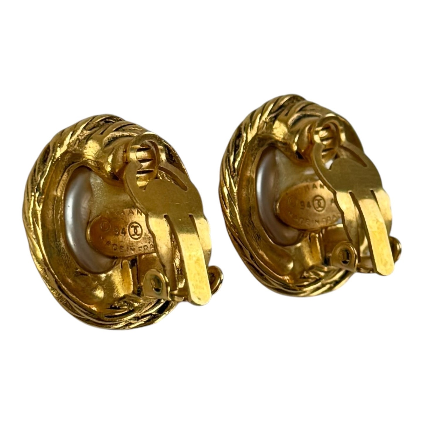 Chanel Vintage CC Faux Pearl Earrings