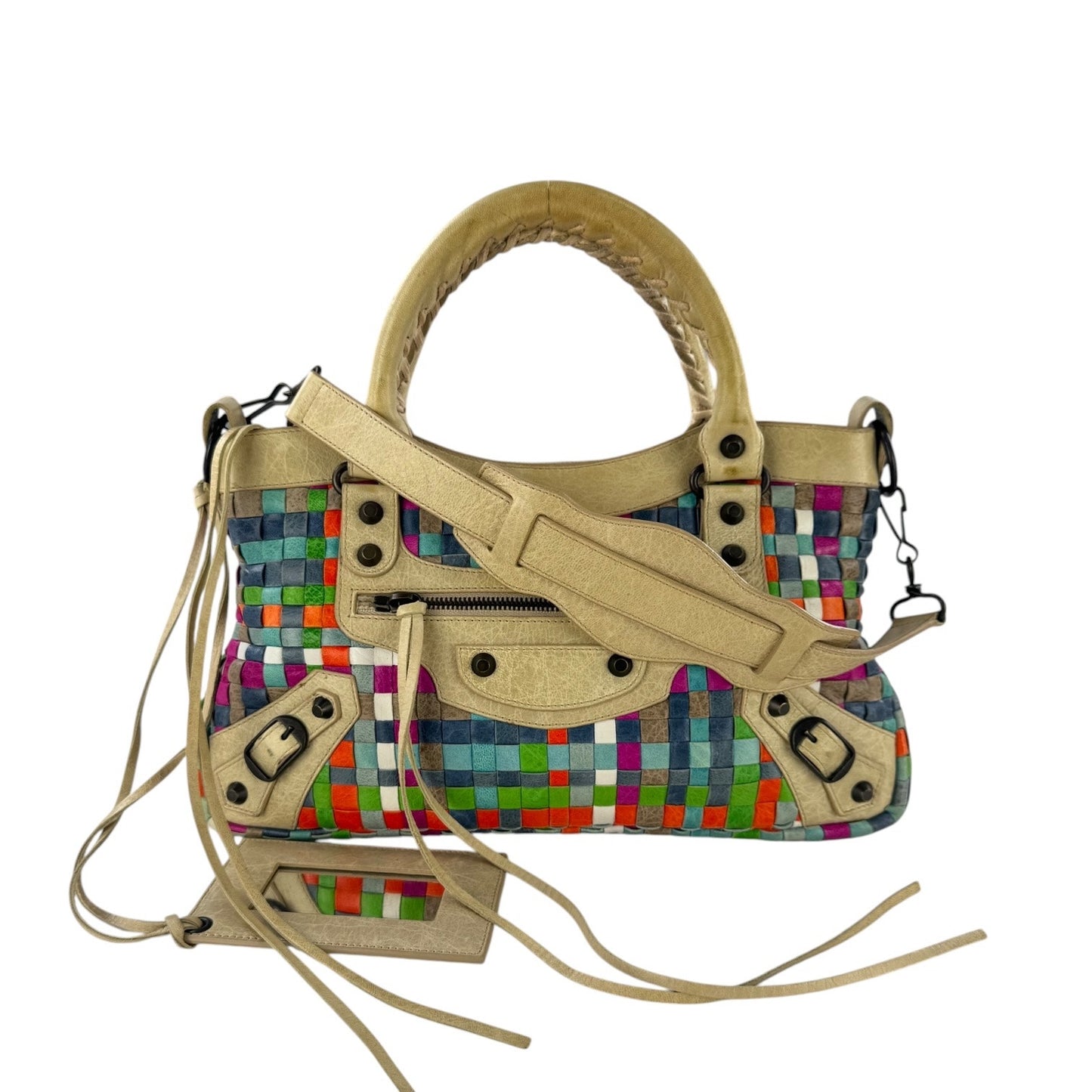 Balenciaga Multicolor Woven City Bag