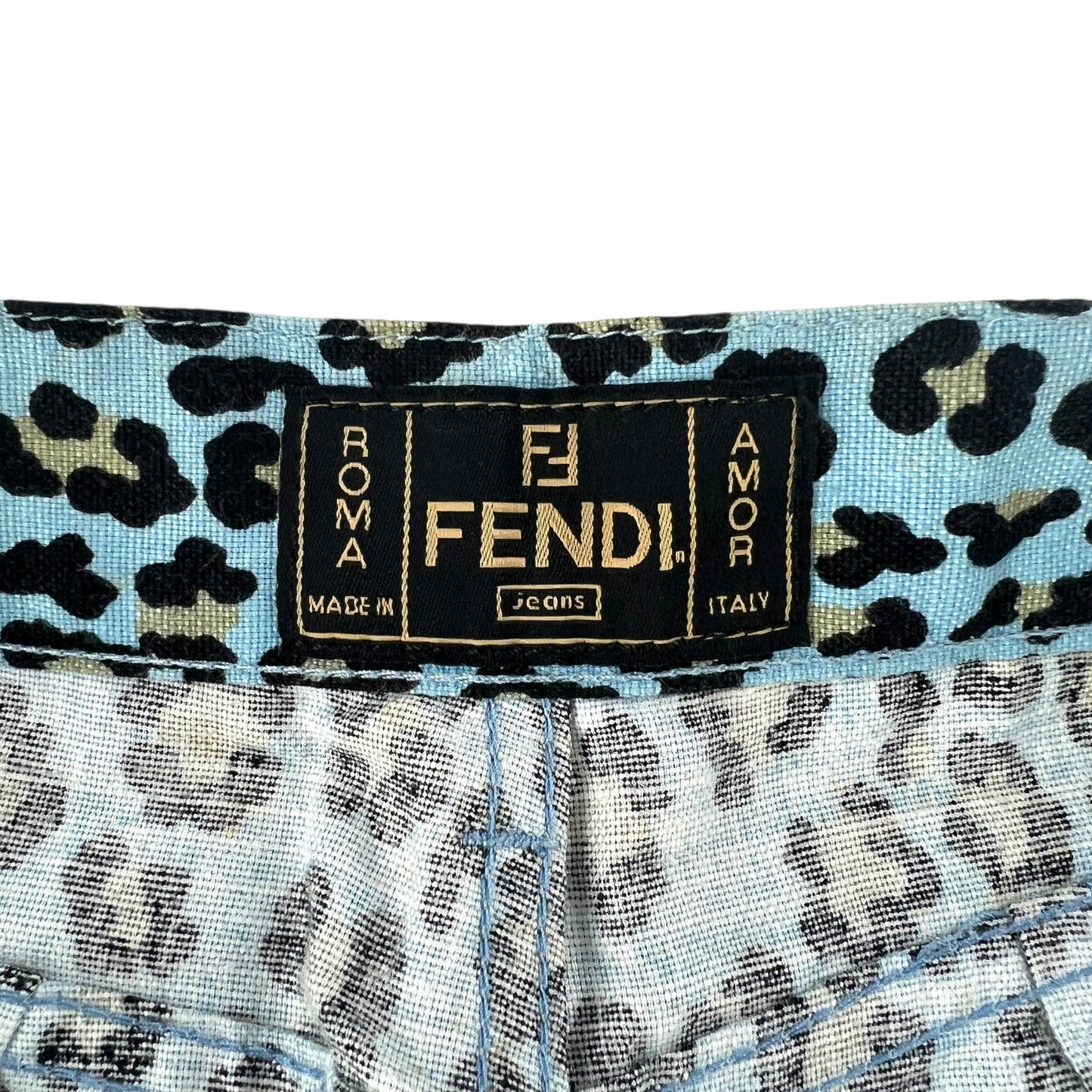 Fendi Vintage Leopard Print Linen Pants