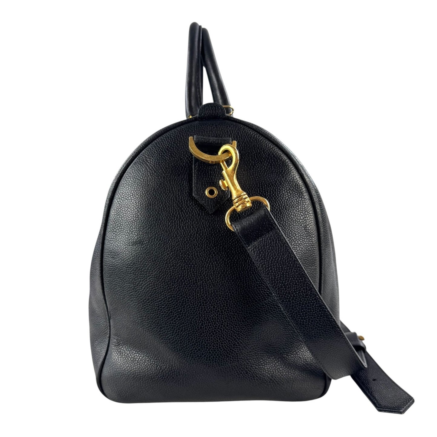 Chanel Vintage CC Caviar Leather Boston Bag