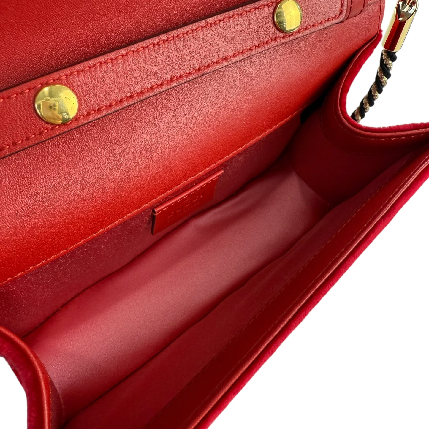 Gucci Red Velour G Rhinestone Shoulder Bag