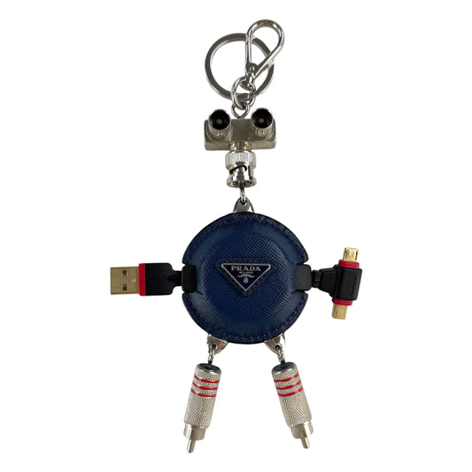 Prada Saffiano Robot USB Bag Charm Keychain "Steven"