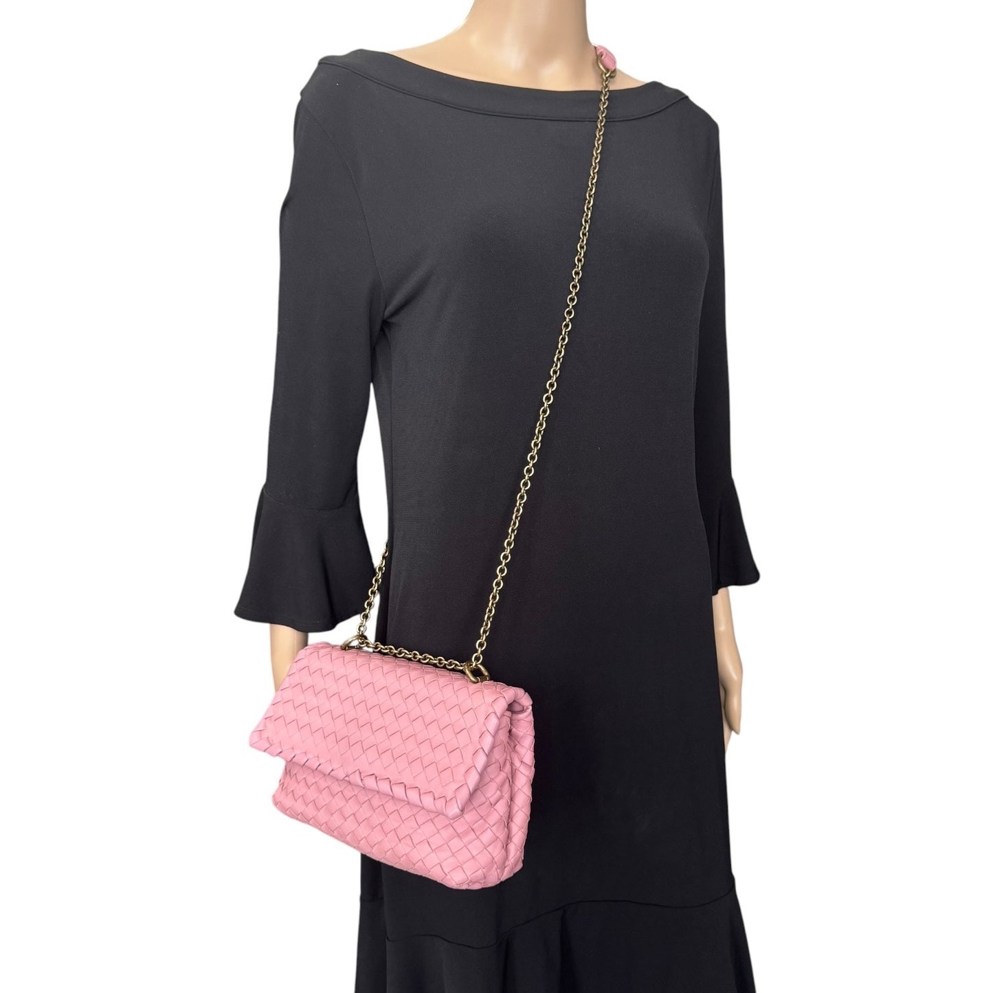 Bottega Veneta Pink Intrecciato Leather Olimpia Crossbody Bag
