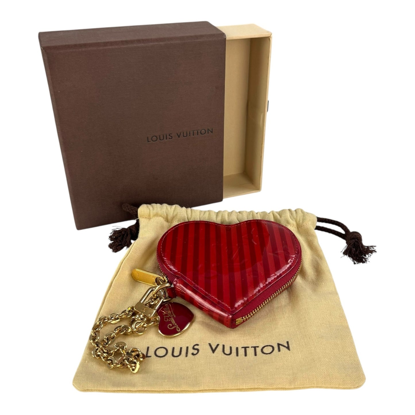 Louis Vuitton Vernis Striped Heart Zippy Pouch