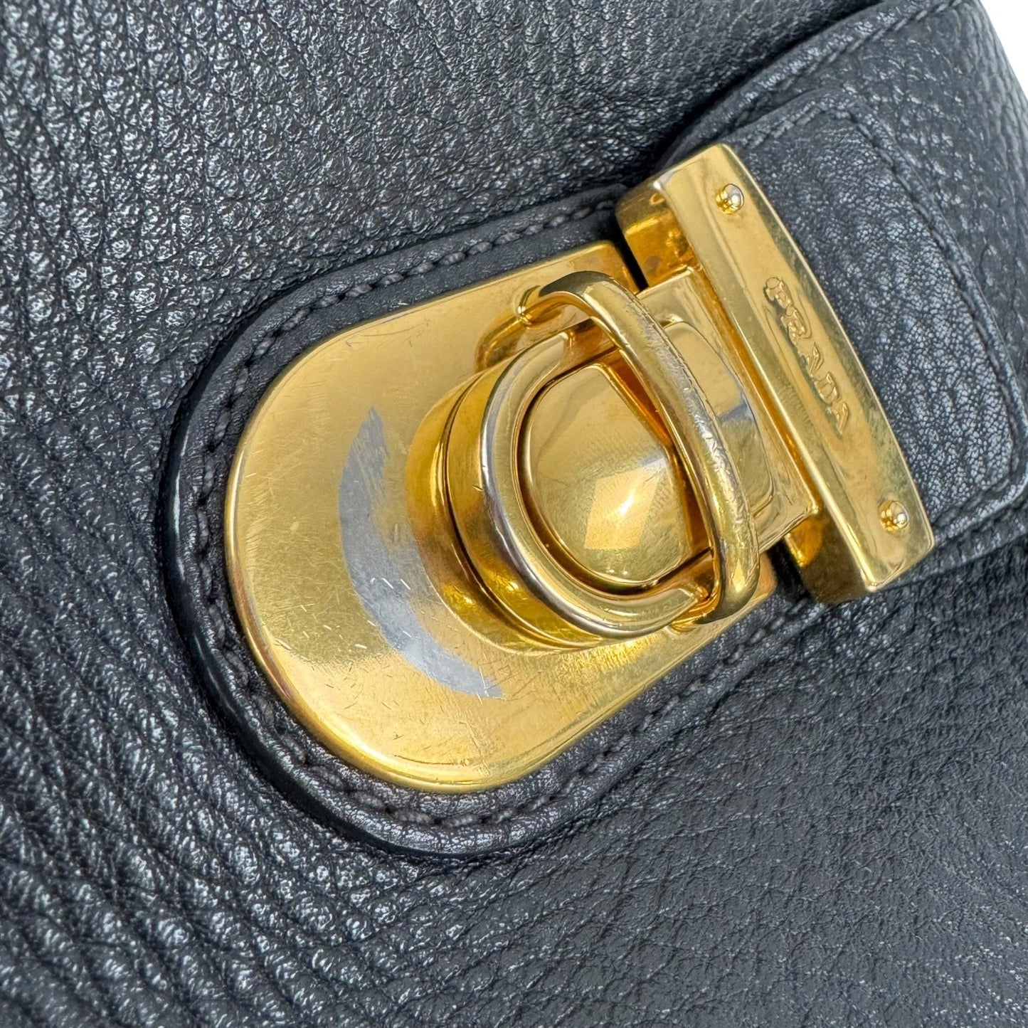 Prada Vitello Daino Pushlock Shoulder Bag