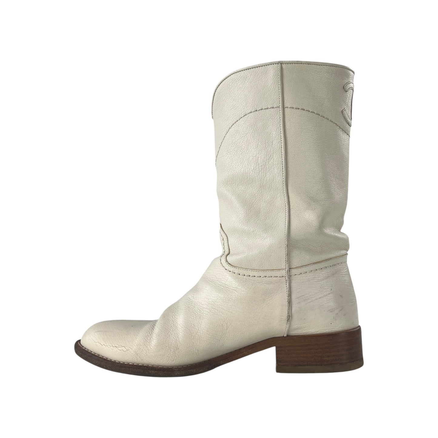 Chanel CC Leather Short Cowboy Boots