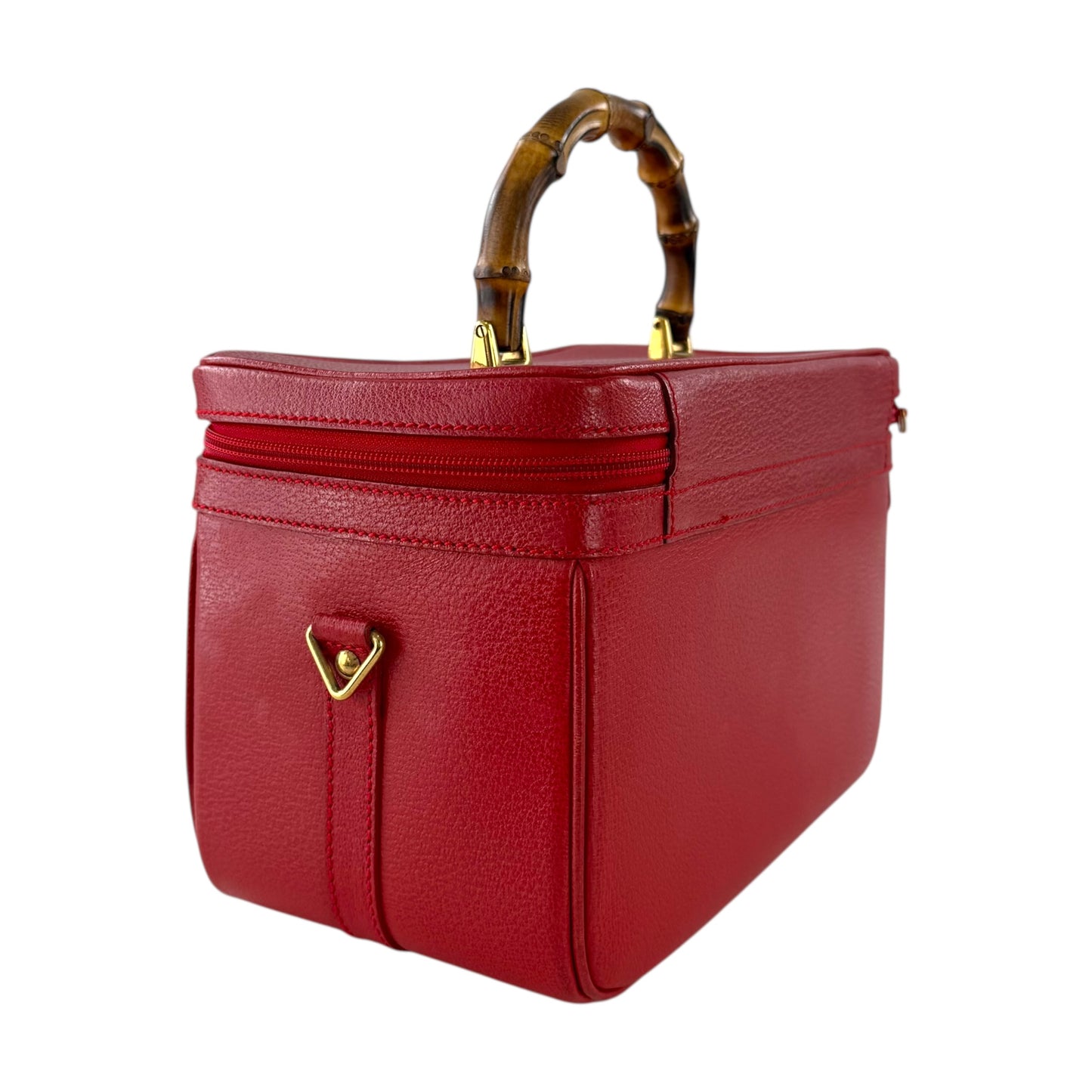 Gucci Calfskin Leather Bamboo Handle Two Way Vanity Bag
