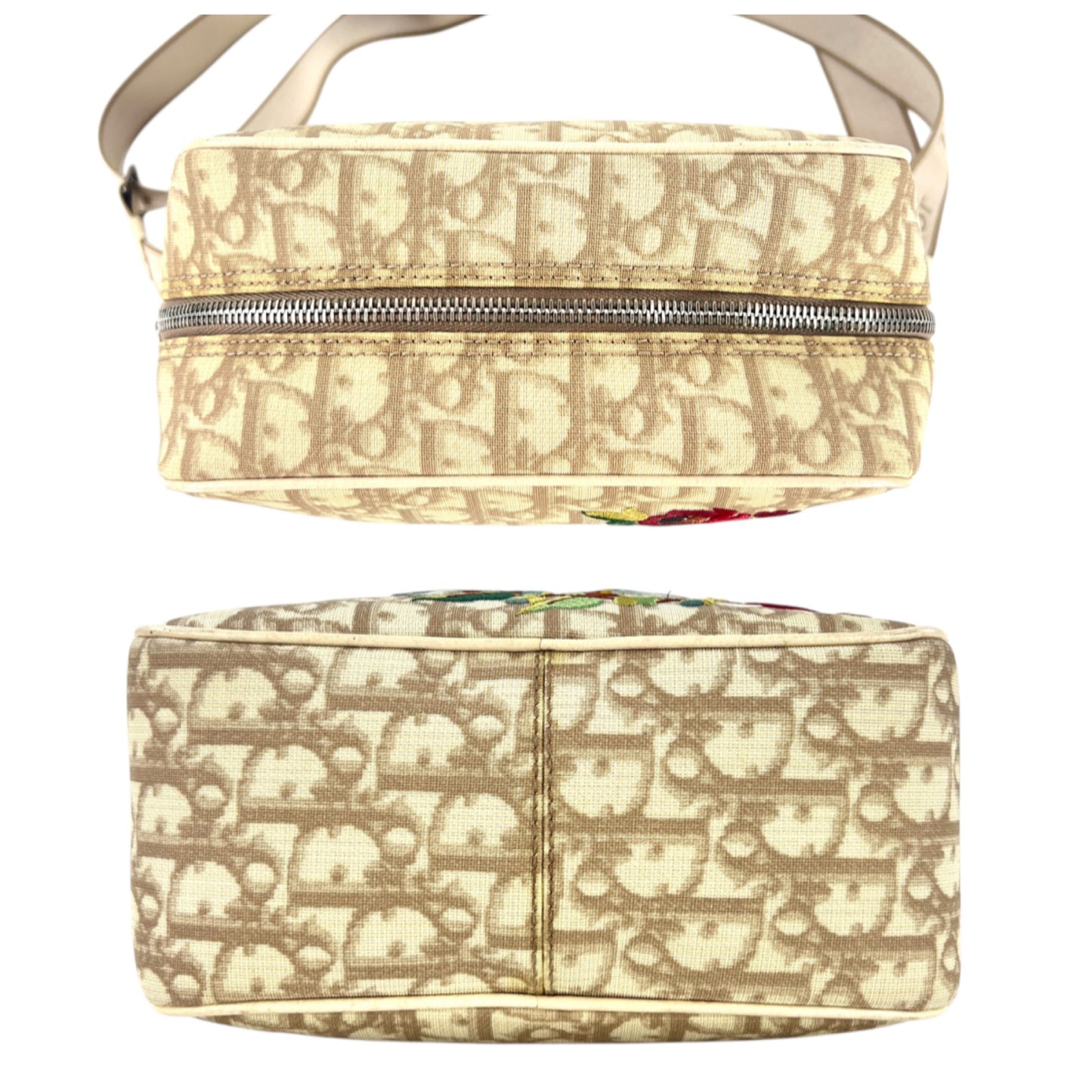 Dior Vintage Trotter Floral Embroidered Crossbody Bag