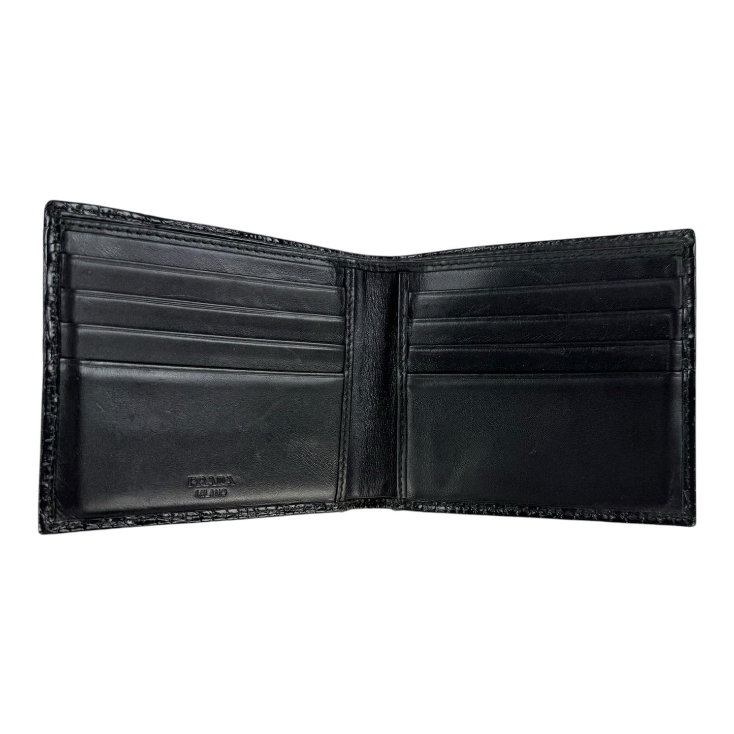 Prada Croc-Embossed Bifold Wallet