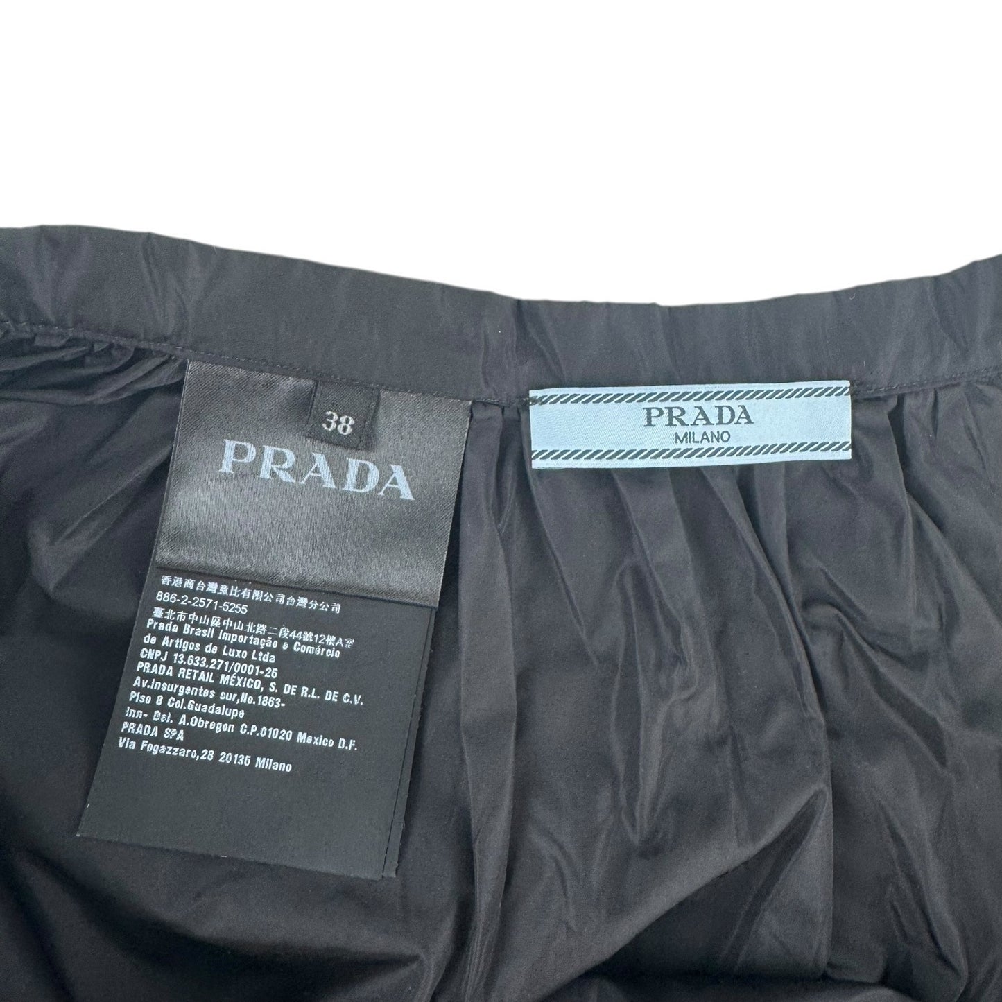 Prada Re-Nylon Bubble Drawstring Hem Skirt