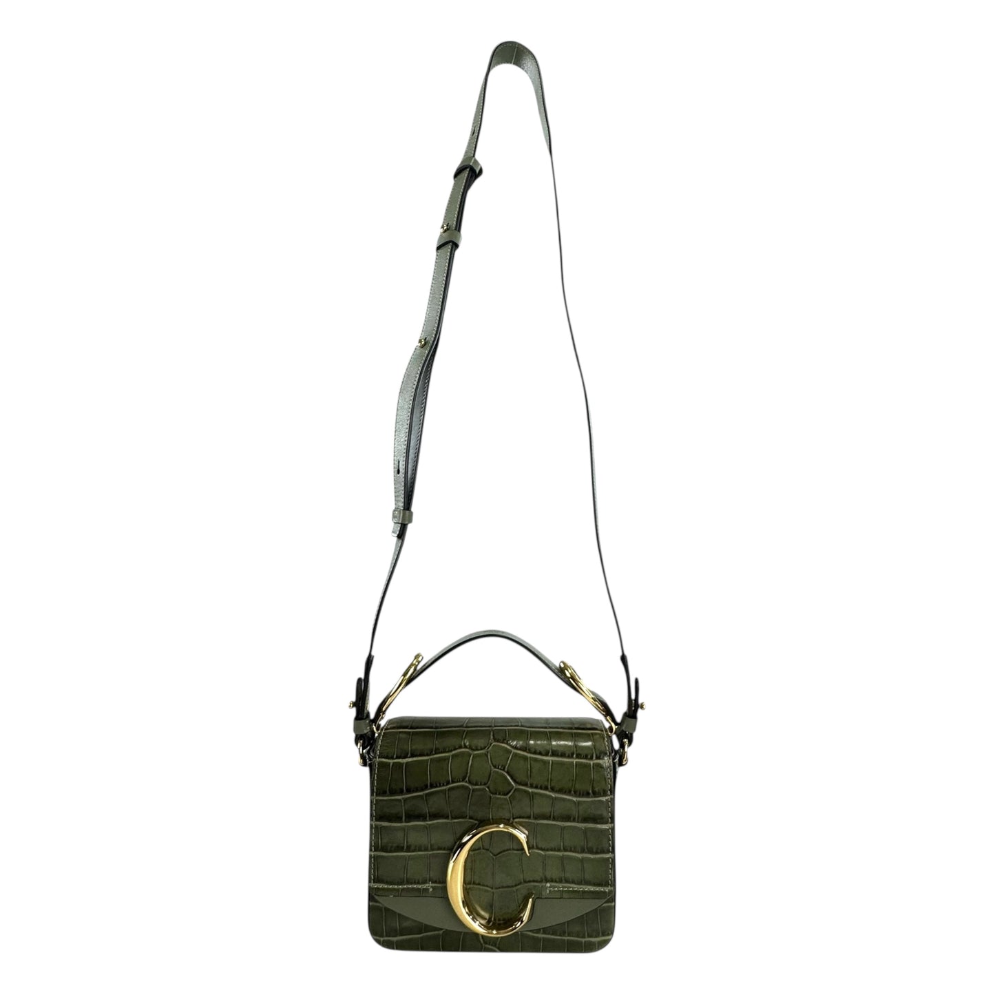 Chloe Crocodile Embossed Mini C Two Way Bag