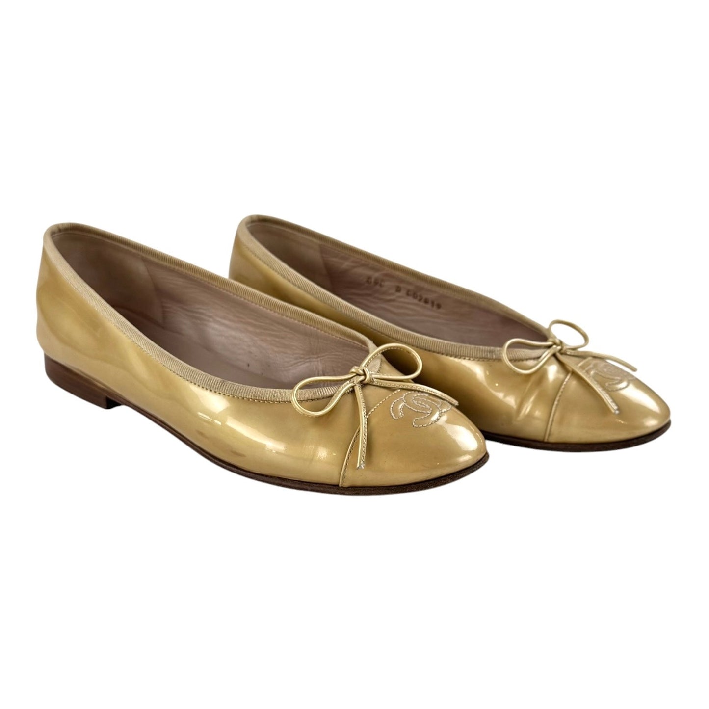 Chanel CC Patent Leather Ballet Flats