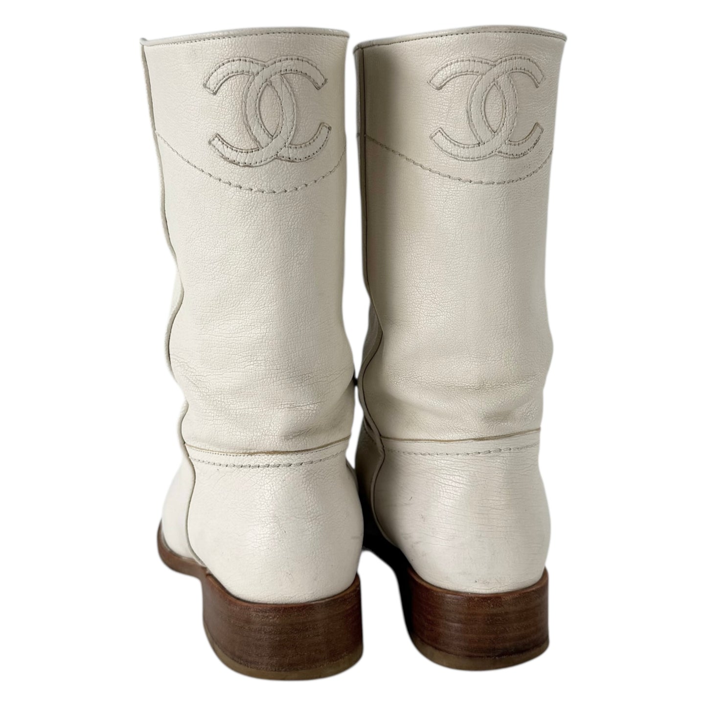 Chanel CC Logo Leather Western Cowboy Boots