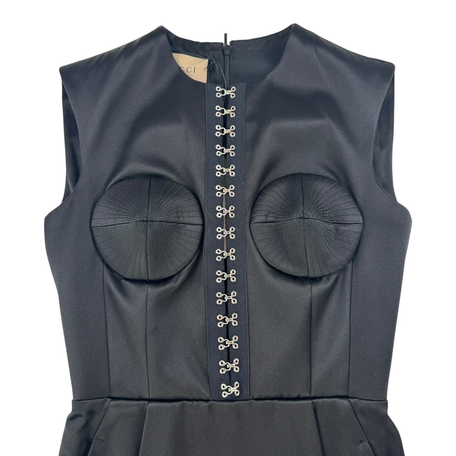 Gucci Silk Duchesse Faux Fur Trim Dress
