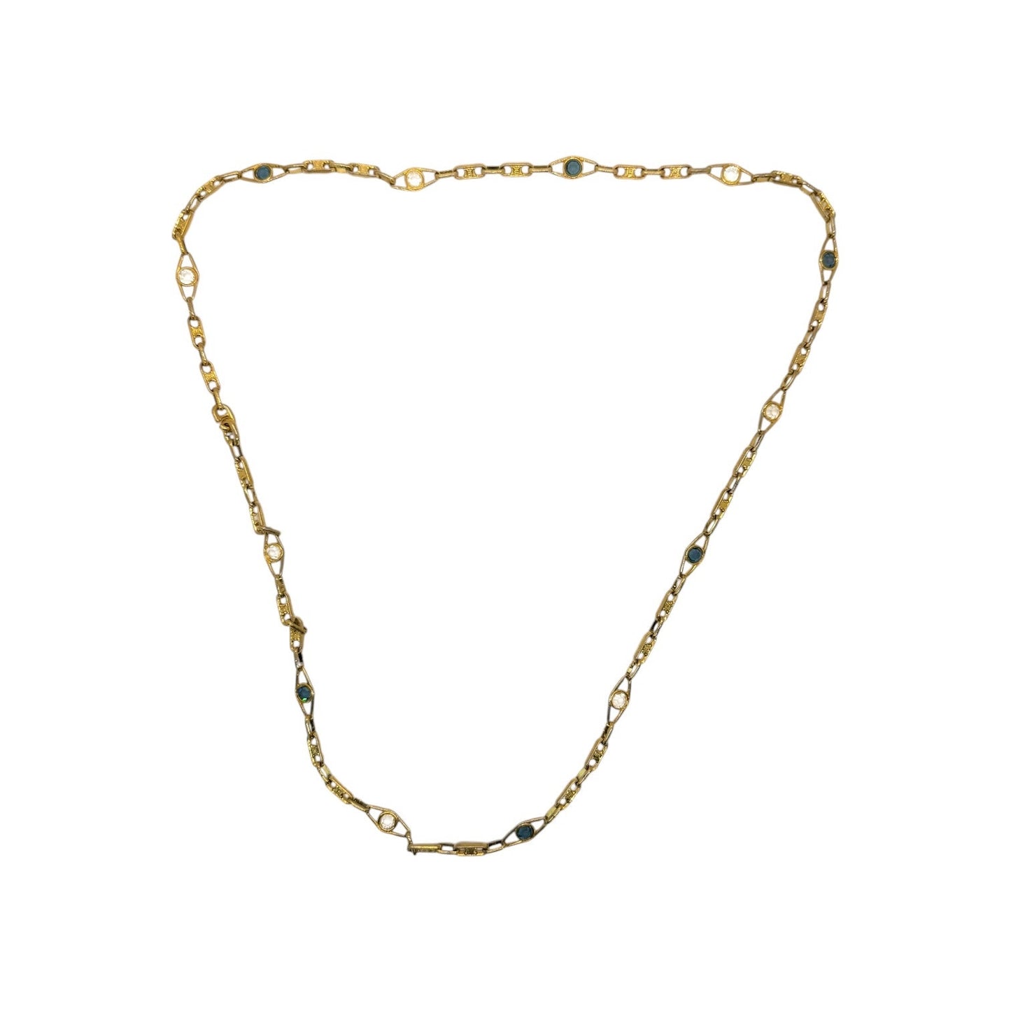 Celine Vintage Crystal Triomphe Link Necklace